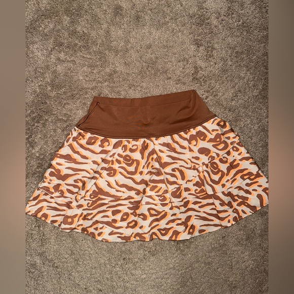 Offline Aerie Brown/Orange Skater Mini Skirt for Casual Resort Wear - Picture 1 of 2